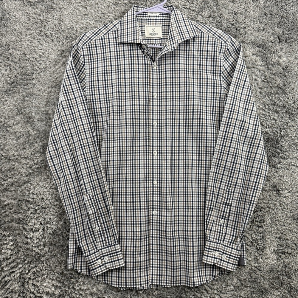 Todd Snyder Shirt Mens 15.5 34/35 Brown Check Dress Button Long Sleeve Plaid